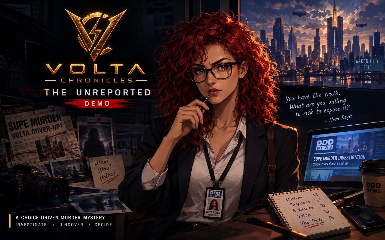 Volta Chronicles: The Unreported - Demo cover art, Nova Reyes, Arken City 2016
